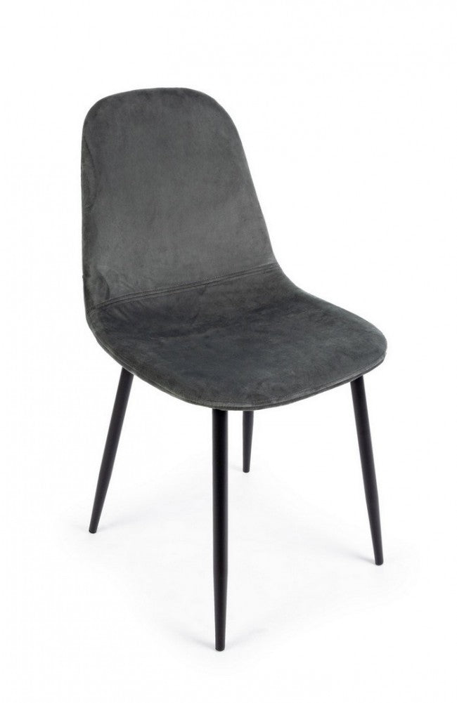 4x Sedia in velluto grigio scuro 52,5x42,5x90