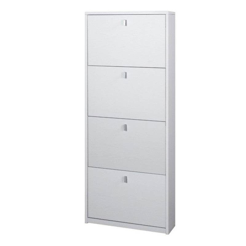 Scarpiera slim salvaspazio quattro ante Bianco Cenere 63x18x h154 cm