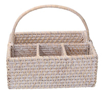 Portaposate rattan algarve bianco rettangolare cm26x20h11/22