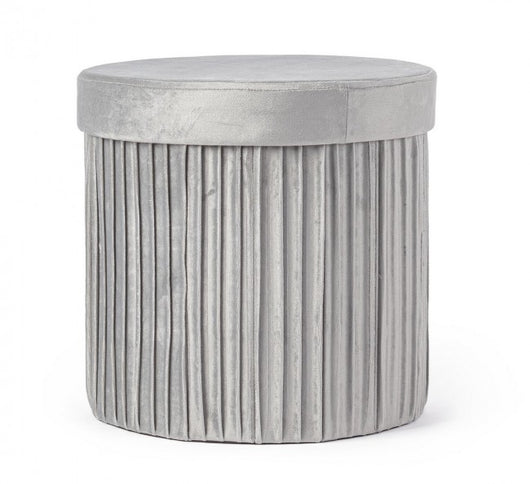 4x Pouf in velluto grigio 38a x 38b x 38h
