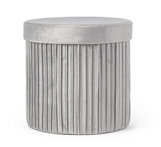 4x Pouf in velluto grigio 38a x 38b x 38h