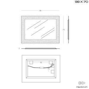 Specchiera reversibile 98x70 in vetro ghiaccio