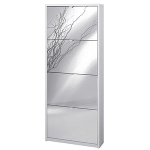 Scarpiera slim salvaspazio quattro ante a specchio Bianco Cenere 63x18x h154 cm