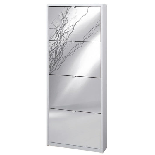 Scarpiera slim salvaspazio quattro ante a specchio Bianco Cenere 63x18x h154 cm