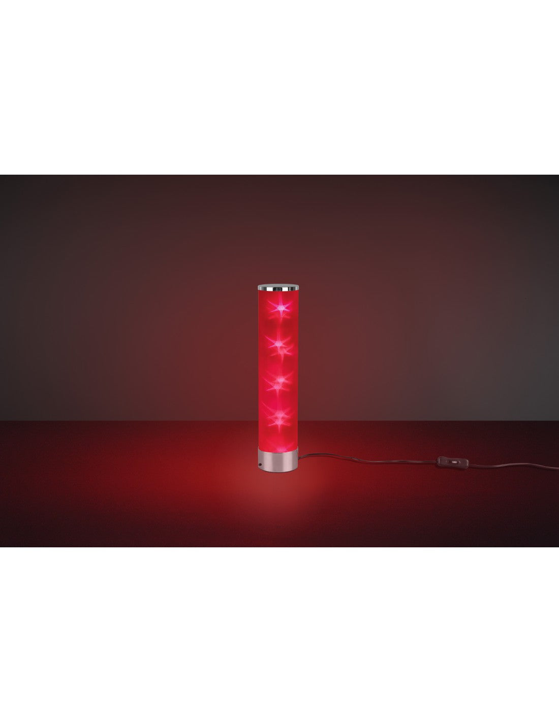 Lampada Da Tavolo Cilindro Led Rgb Rico Cromo Stoffa Microforata Con Smart Control Trio Lighting