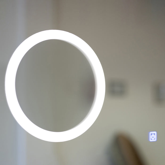 Specchio led 100x70 con lente e orologio