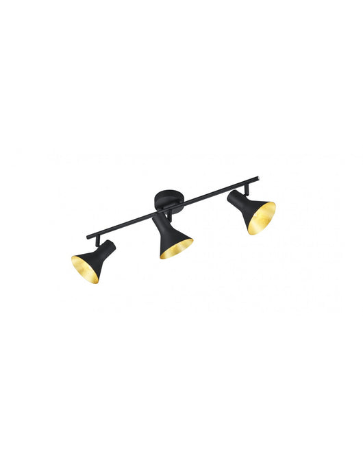 Lampada Soffitto 3 Faretti Spot E14 Nina Nero e Oro Trio Lighting