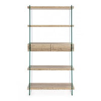 Libreria 4 ripiani e due cassetti Line Kenya 90x39x180h cm