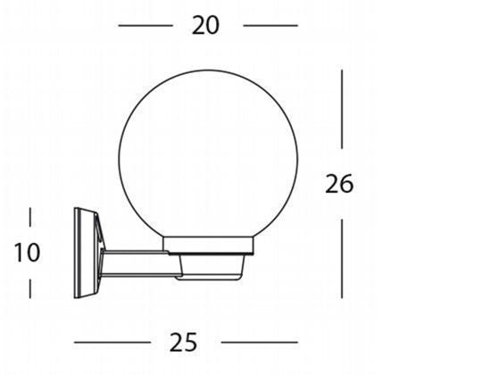 Applique Sf.Chiara D.20 E27  linea globo  nero