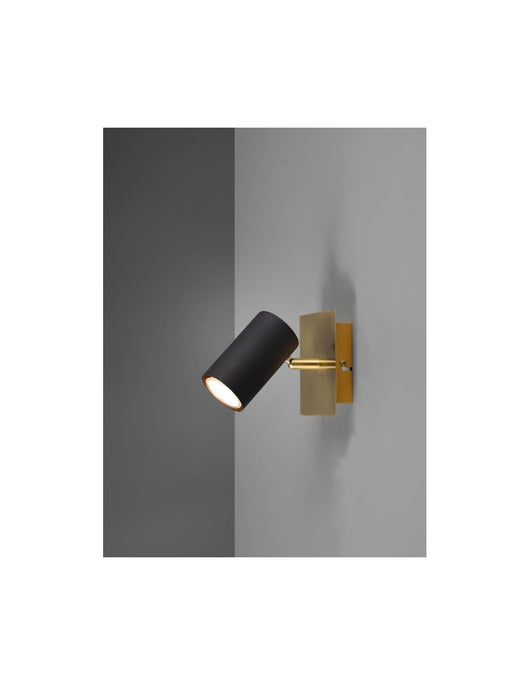 Faretto Marley Base Oro Con Spot Cilindrico Nero Orientabile Trio Lighting