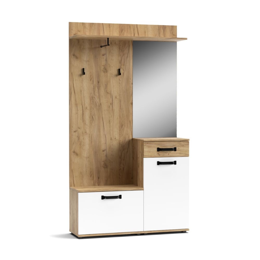 Mobile ingresso rovere e bianco 104x190x32 cm