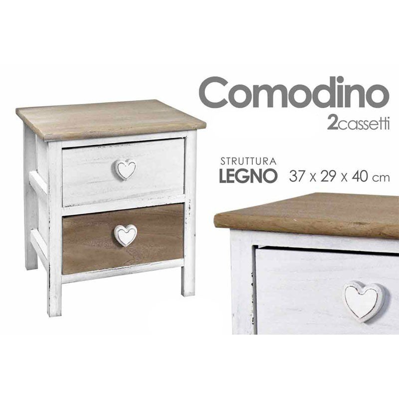 Comodino bianco con un cassetti stile shabby cm 37x 29 x 40 h
