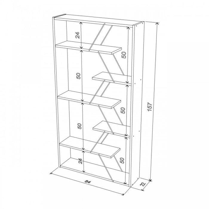 Libreria moderna moderna divisorio rovere nero cm 84 x 22 x 157 h EFFEZ