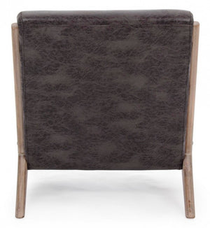 Poltrona in similpelle con cuscino stile vintage