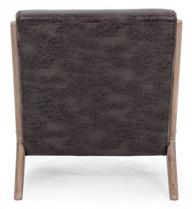 Poltrona in similpelle con cuscino stile vintage