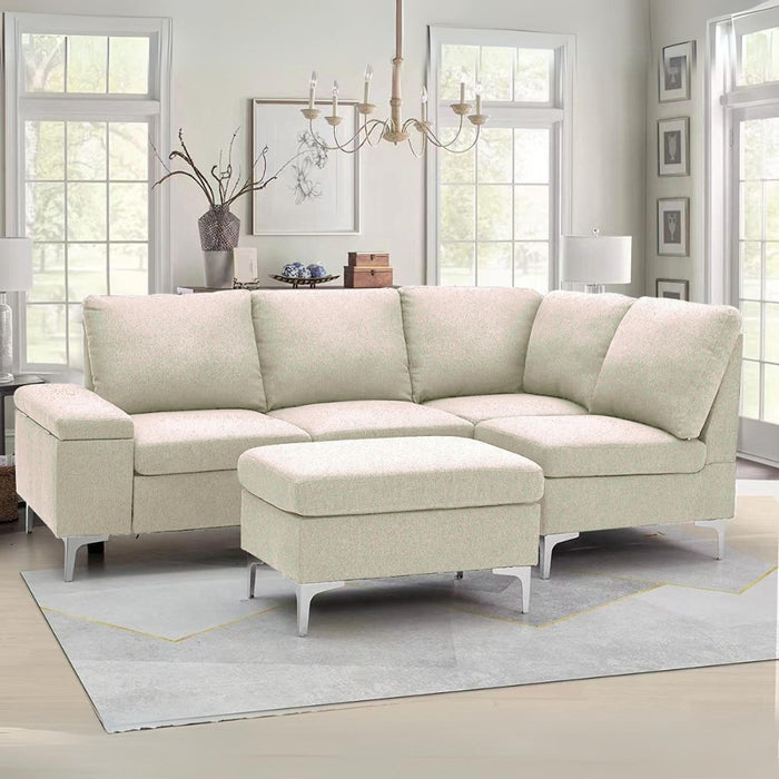 Divano angolare destro beige 218x172x87