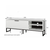 Porta tv bianco 140x35x45h cm con ghisa