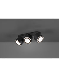 Plafone 3 Spot Led Doppia Emissione L27 cm Taurus Nero Trio Lighting