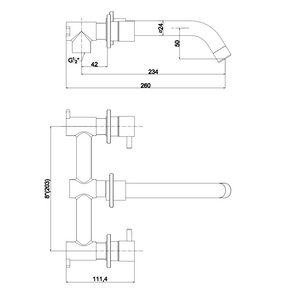 Rubinetto miscelatore lavabo a parete cromato
