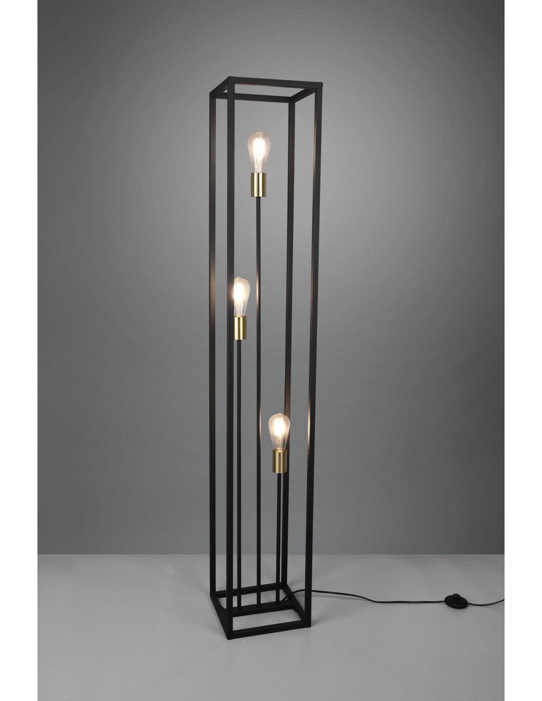 Piantana Per Salotto 3 Luci Cornice Metallo Nero Vito Trio Lighting
