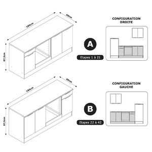 Cucina Liana bianco - cemento lunghezza 180