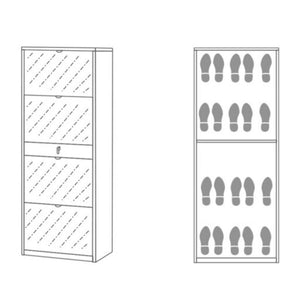 Scarpiera quattro ante a specchio un cassetto Bianco Ossido 63x29x h164 cm