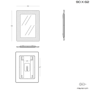 Specchio in vetro fuso retroilluminato 90x62