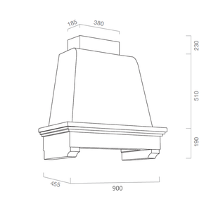 Cappa aspirante MEMORY in acciaio inox silver e cornice in legno cm 90