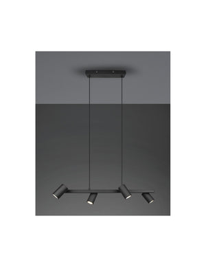 Sospensione Nera 4 Faretti Spot GU10 Orientabili Marley Trio Lighting
