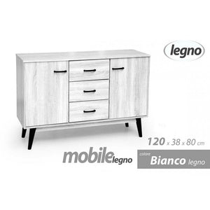 Mobile moderno madia credenza bianco nero cm 120 x 38 x 80 h