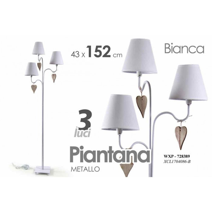 Lampada moderna piantana da terra bianca cm 152 stile shabby