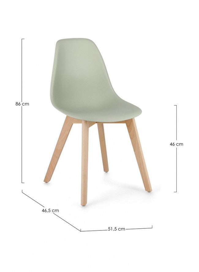 4x Sedia verde 51.5x46.5x86h in plastica