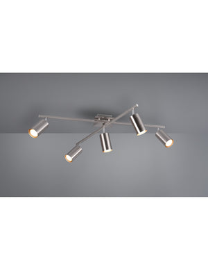 Plafoniera 5 Faretti Orientabili Marley Nichel Trio Lighting