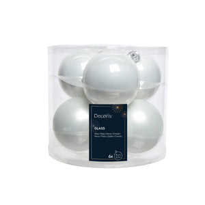 Box 6 Palline Vt luc/opa bianco neve d8cm