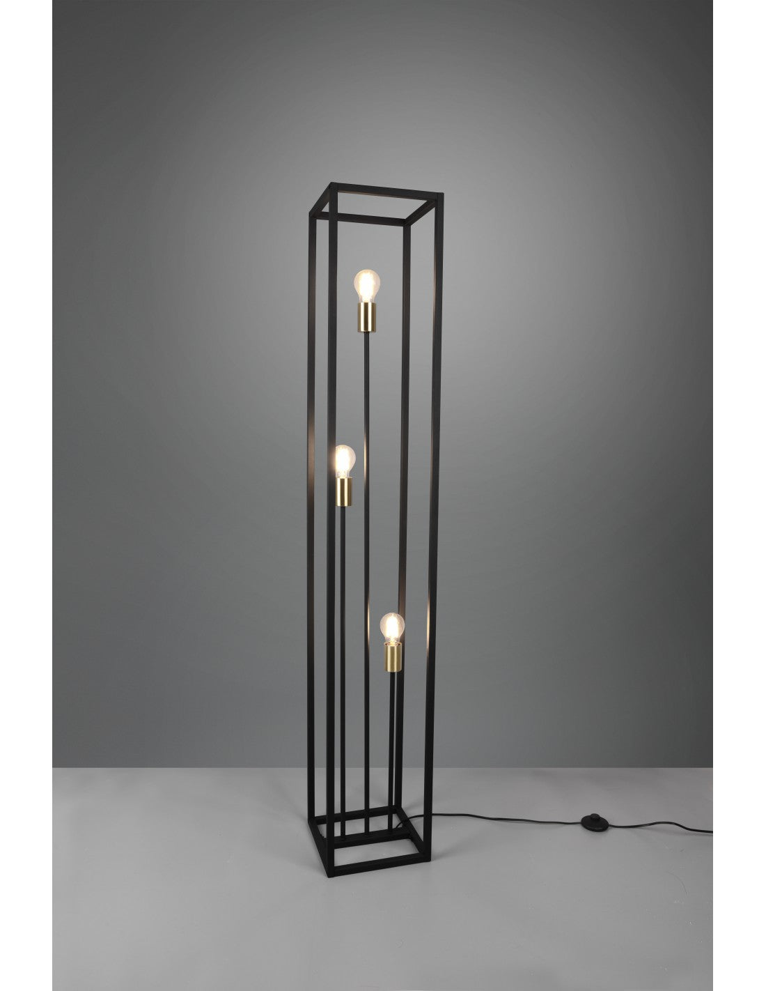 Piantana Per Salotto 3 Luci Cornice Metallo Nero Vito Trio Lighting