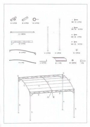 Gazebo in acciaio 2,5x3x2,5-2h m