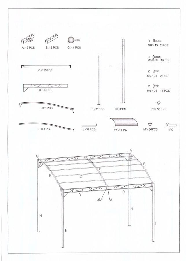 Gazebo in acciaio 2,5x3x2,5-2h m
