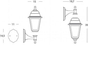 Applique Up & Down E27 In Resina  linea devil  nero