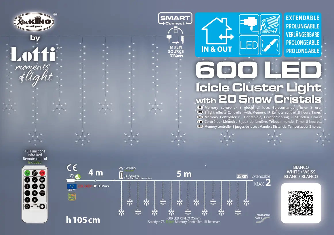 Ice Light Cristalli Neve 600 LED 500 x105cm