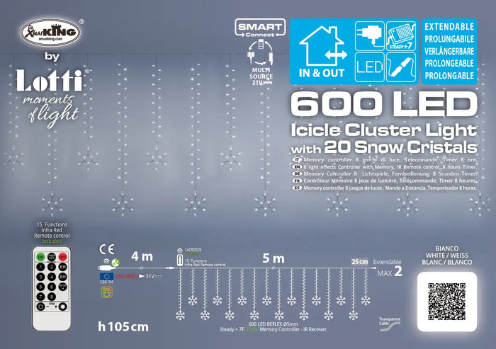 Ice Light Cristalli Neve 600 LED 500 x105cm