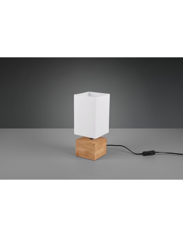 Lampada Tavolo Woody Base Quadrata Legno 1xE14 Trio Lighting