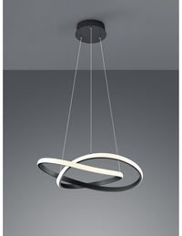 Sospensione Moderna Course Antracite Nero Led Dimmerabile 27W Ø60 cm Trio Lighting