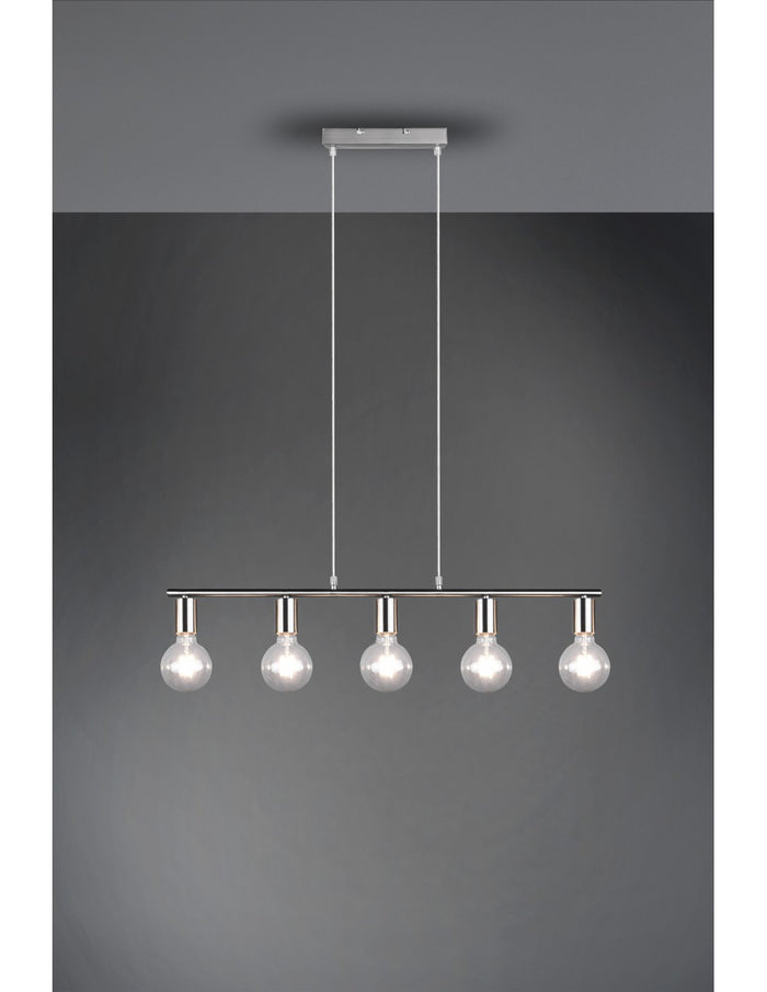 Sospensione 5xE27 Vannes Nichel L82 cm Trio Lighting