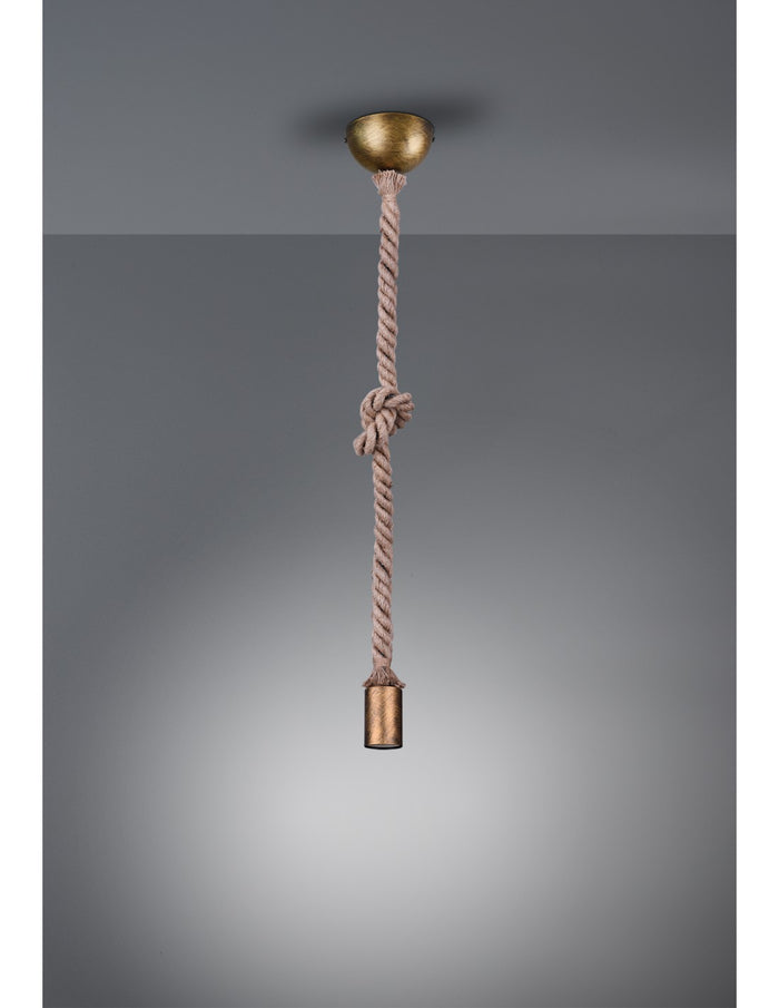 Sospensione Rope Corda Ottone Invecchiato H150 cm Ø12 cm Trio Lighting