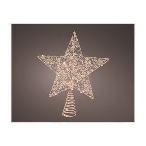 Puntale Stella oro c/micro LED 25x27cm