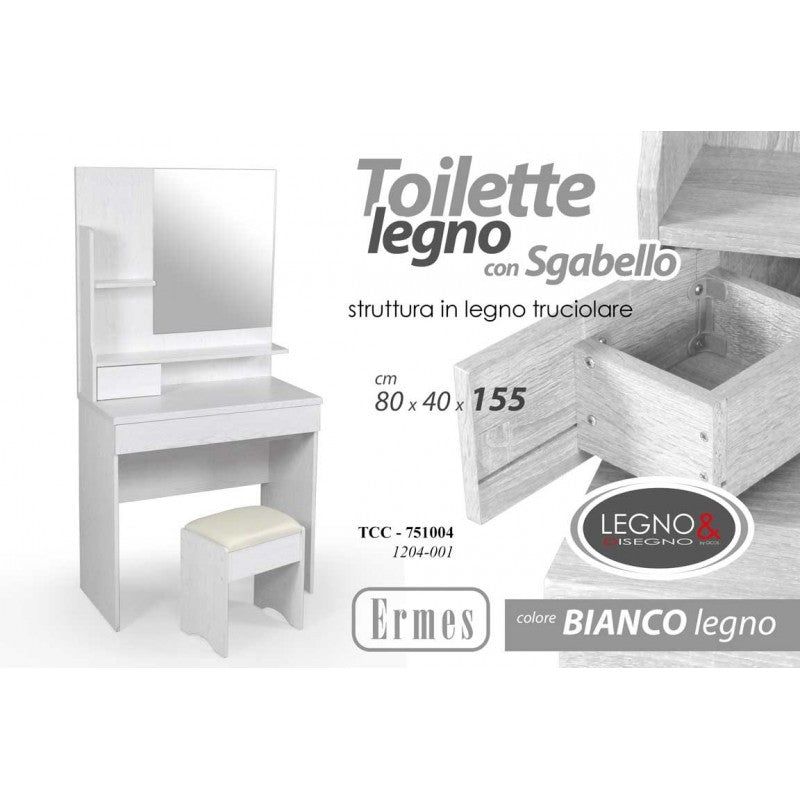 Toilette moderna bianca con sgabello portatrucchi