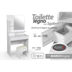 Toilette moderna bianca con sgabello portatrucchi