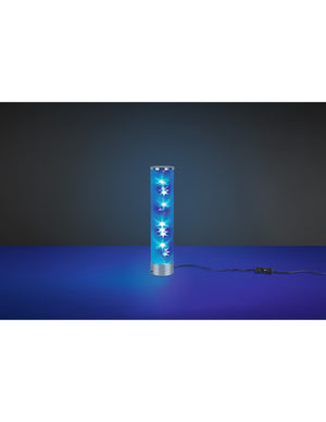 Lampada Da Tavolo Cilindro Led Rgb Rico Cromo Stoffa Microforata Con Smart Control Trio Lighting
