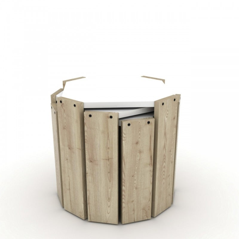 Tris tavolini richiudibili rovere piano bianco multiuso EFFEZ