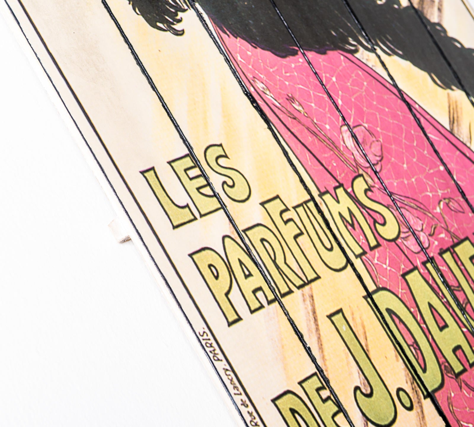 Stampa su legno con tela multicolor 60x100 cm